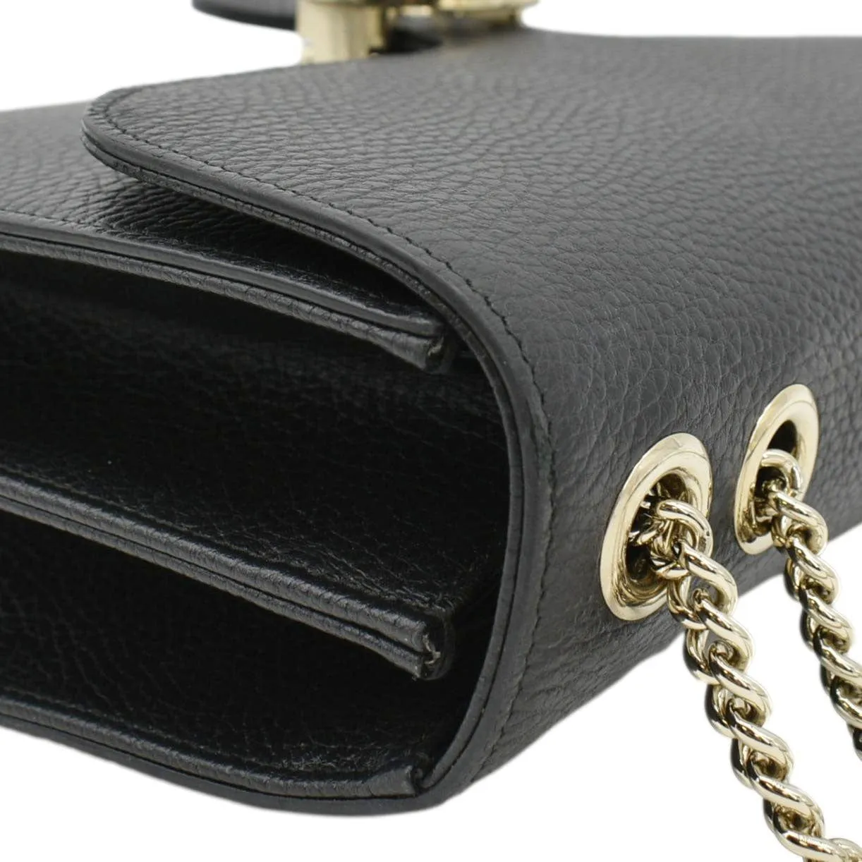 GUCCI Interlocking GG Leather Crossbody Bag Black 510303