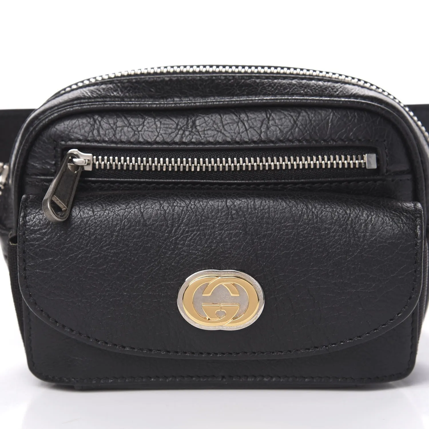 Gucci Marina Morpheus Crackled Leather Belt Bag in Black