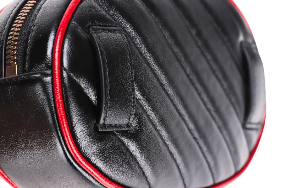 GUCCI MARMONT BELT BAG (476434493075) BLACK & RED WITH STRAP & DUST COVER