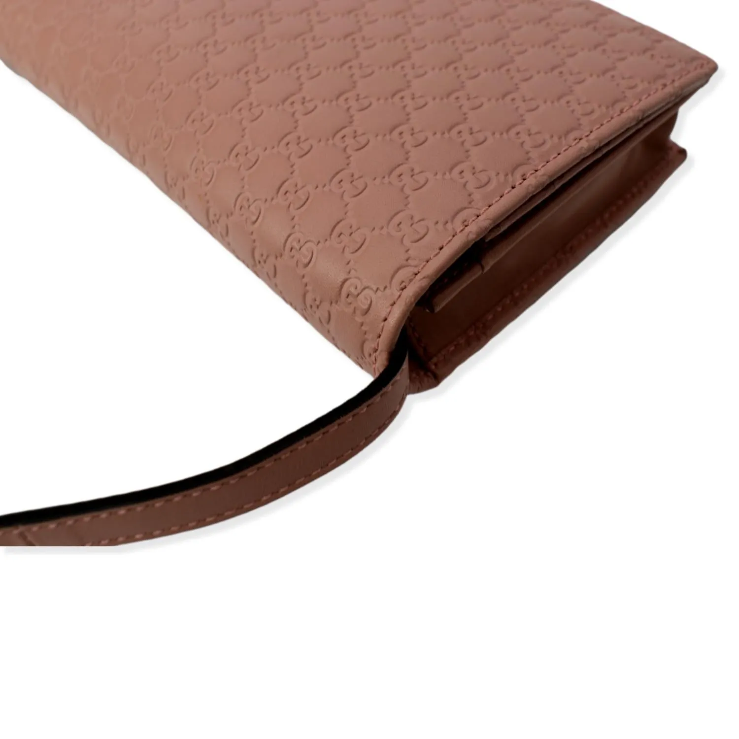 GUCCI Micro GG Guccissima Leather Crossbody Wallet Pink 466507