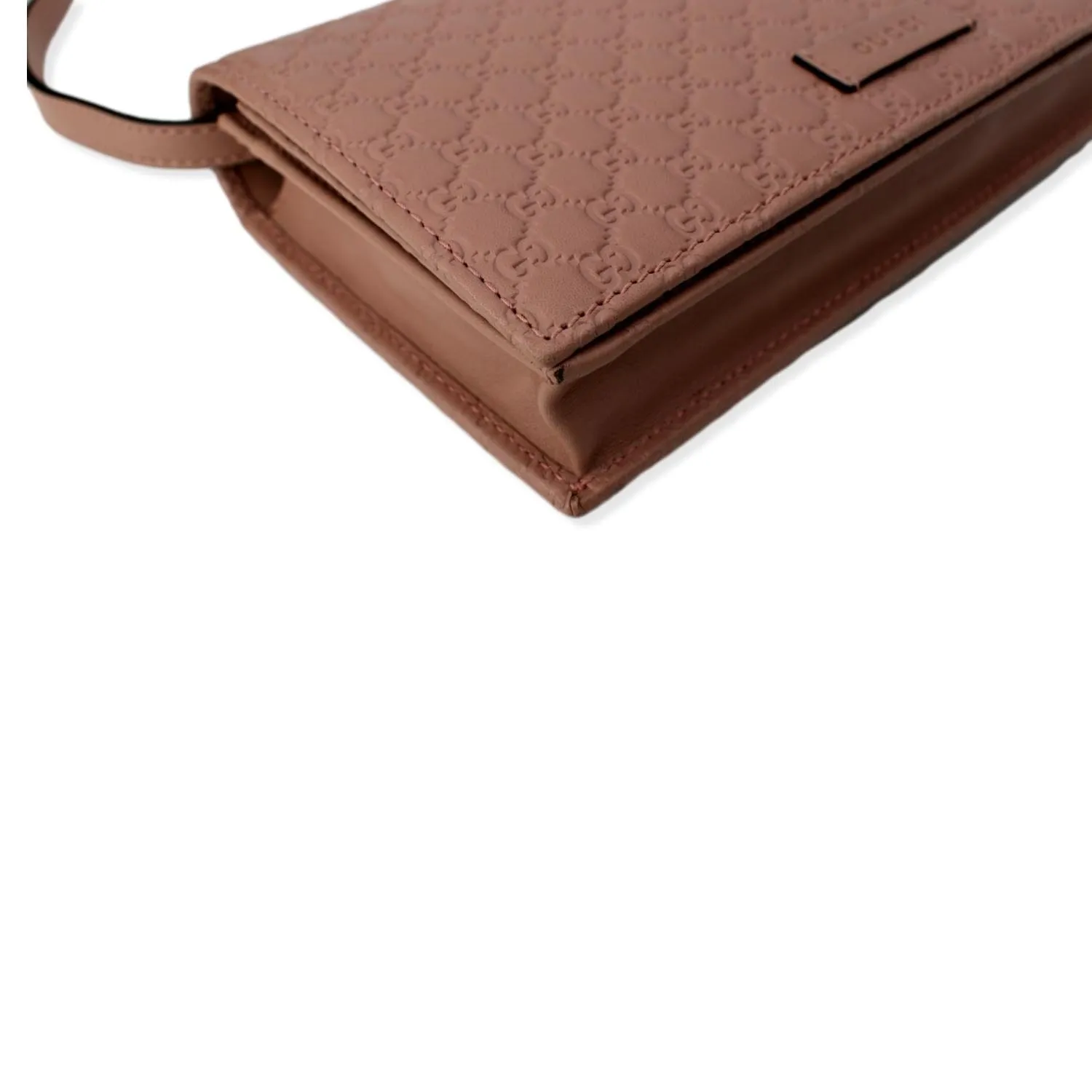GUCCI Micro GG Guccissima Leather Crossbody Wallet Pink 466507