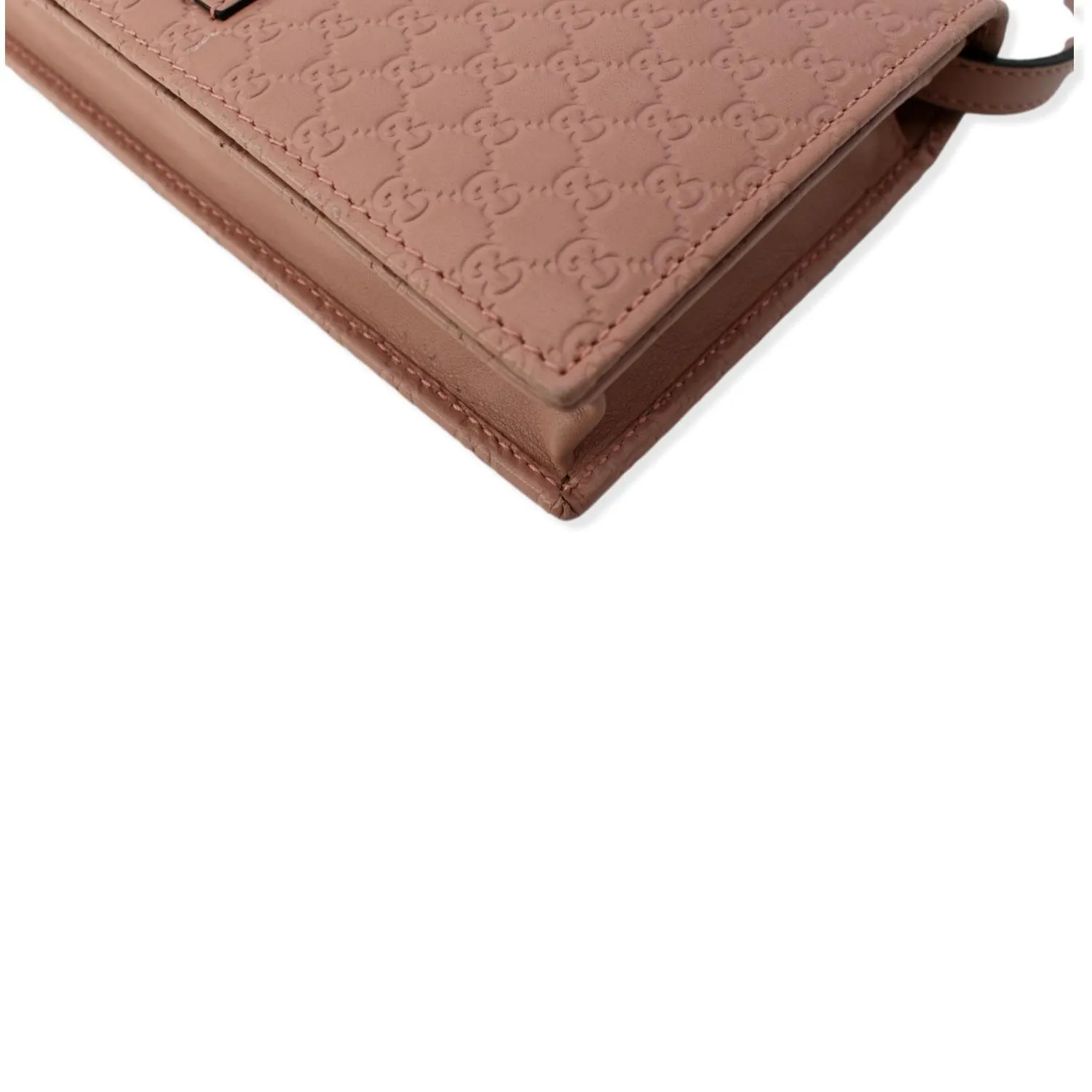 GUCCI Micro GG Guccissima Leather Crossbody Wallet Pink 466507