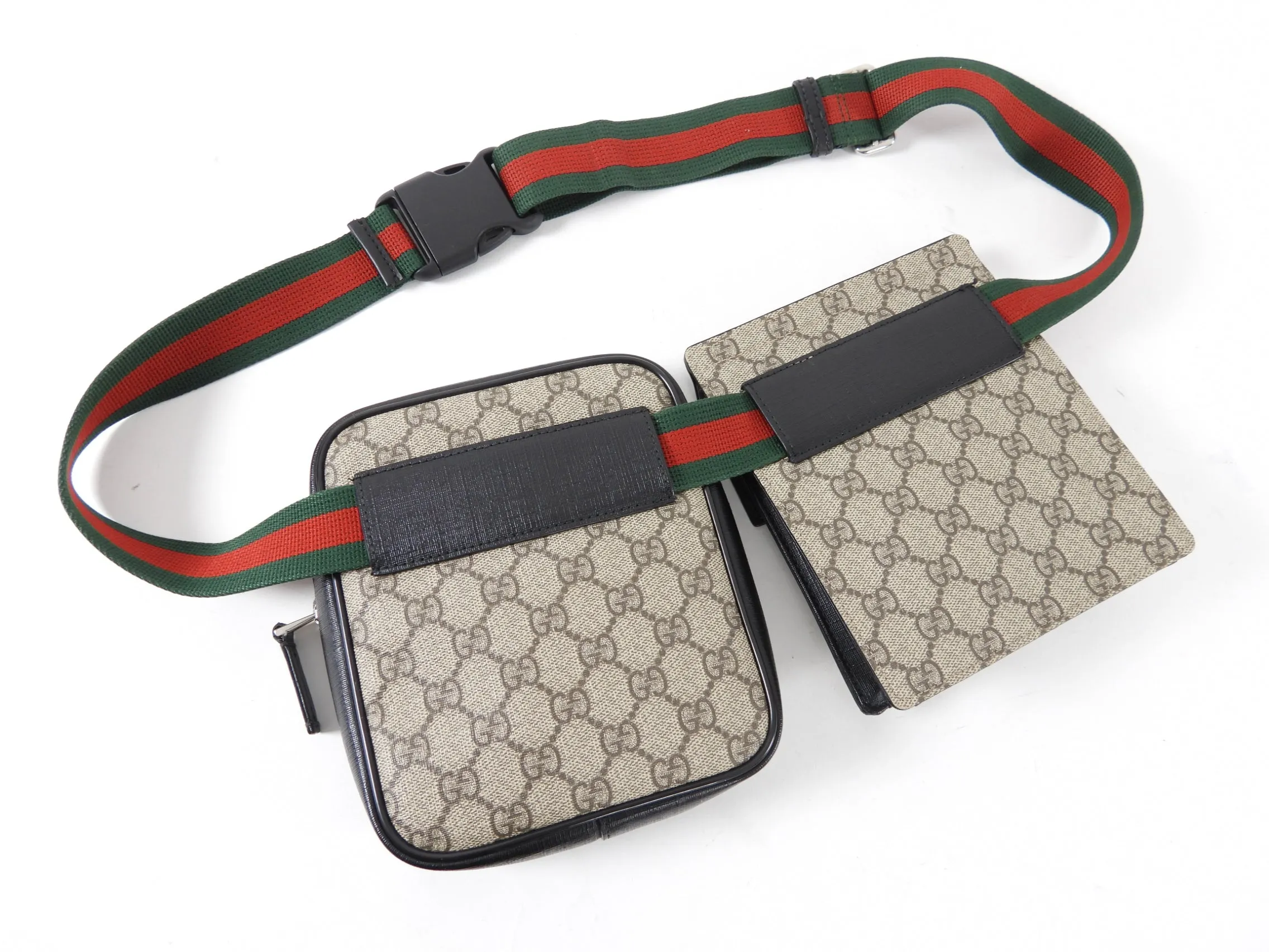 Gucci Monogram Supreme Double Belt Bag