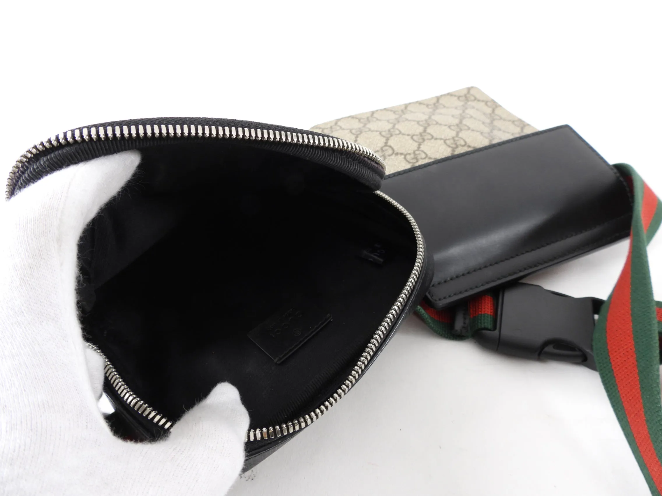 Gucci Monogram Supreme Double Belt Bag