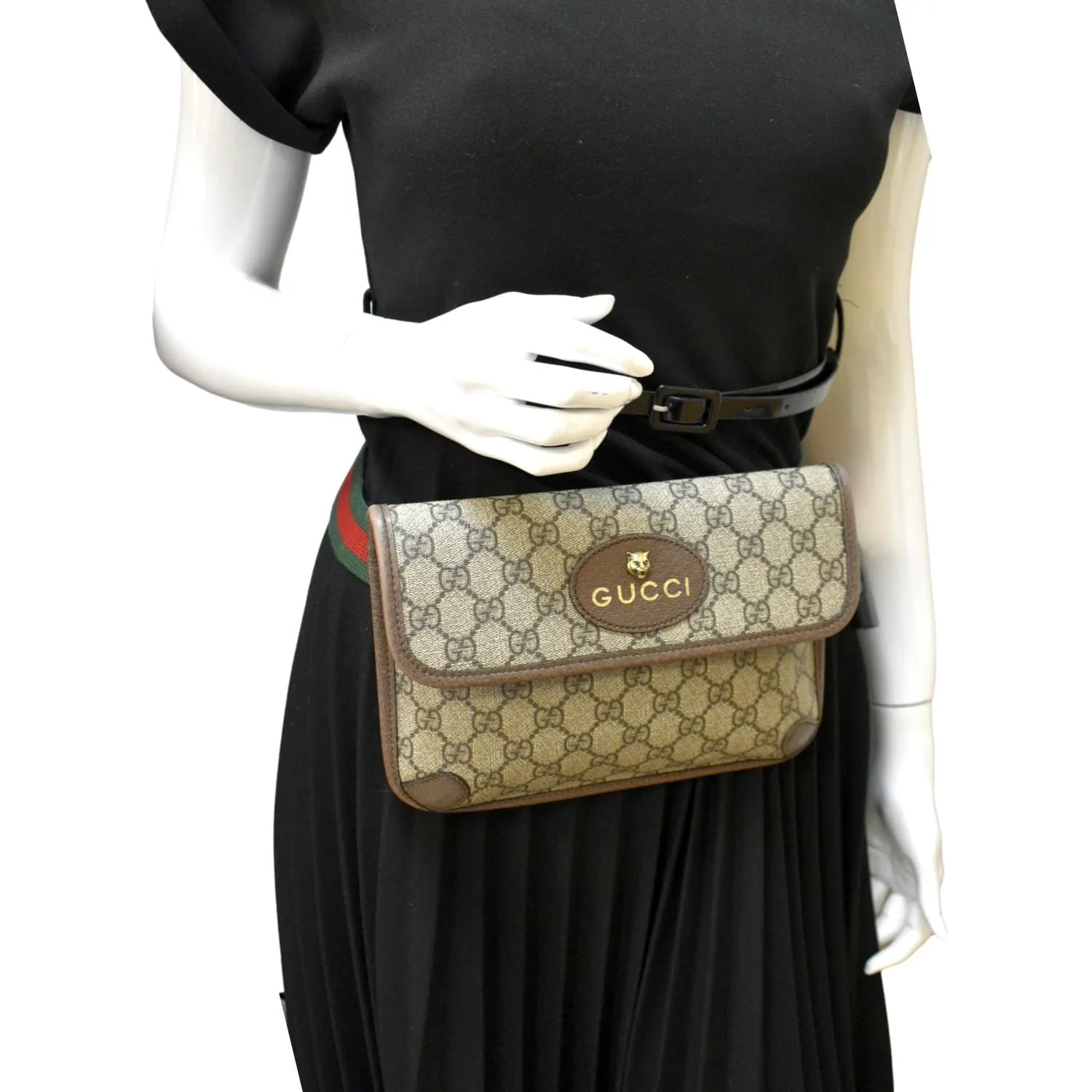 GUCCI Neo Vintage GG Monogram Canvas Belt Bag Beige 493930