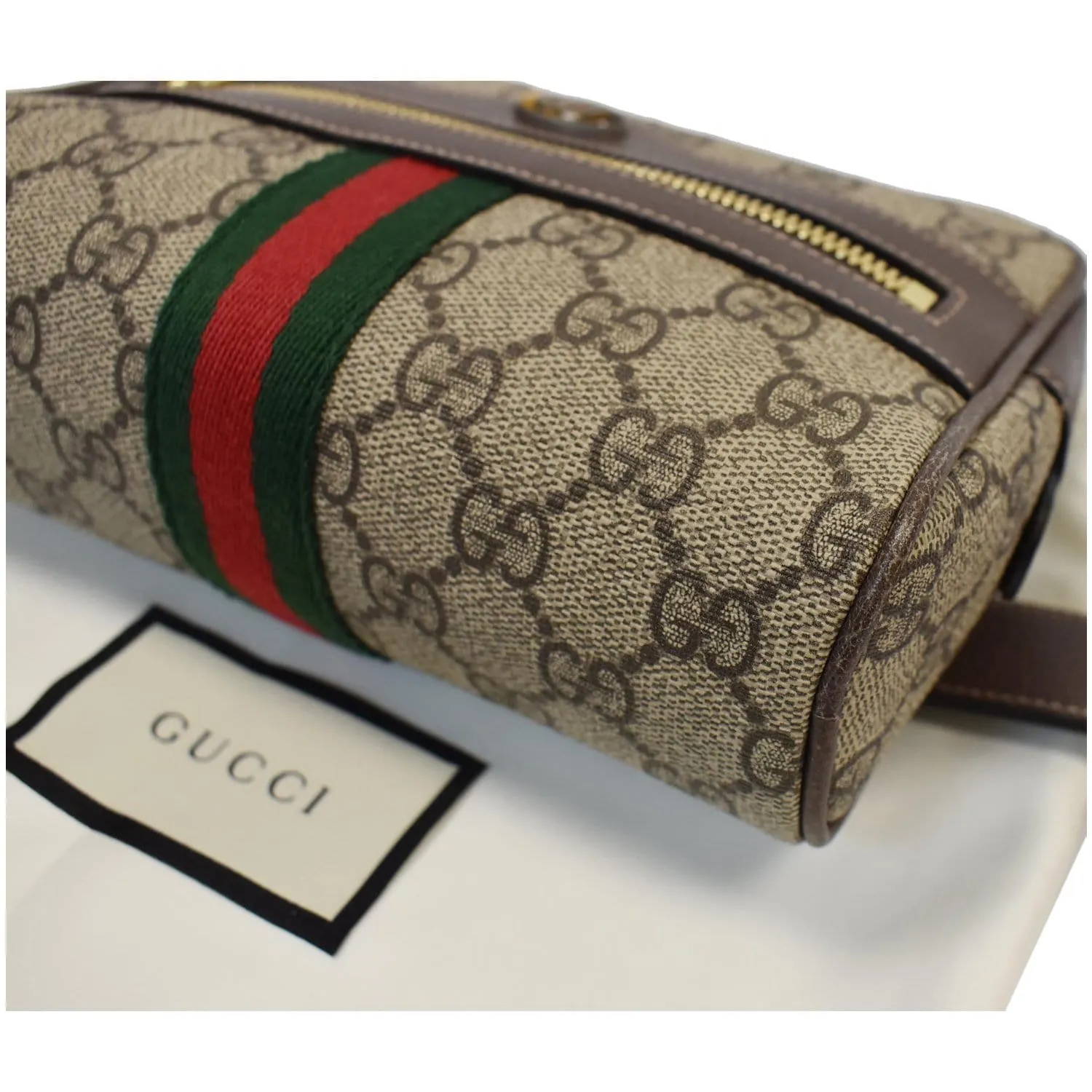 GUCCI Ophidia Small GG Supreme Canvas Web Belt Bag Brown 517076