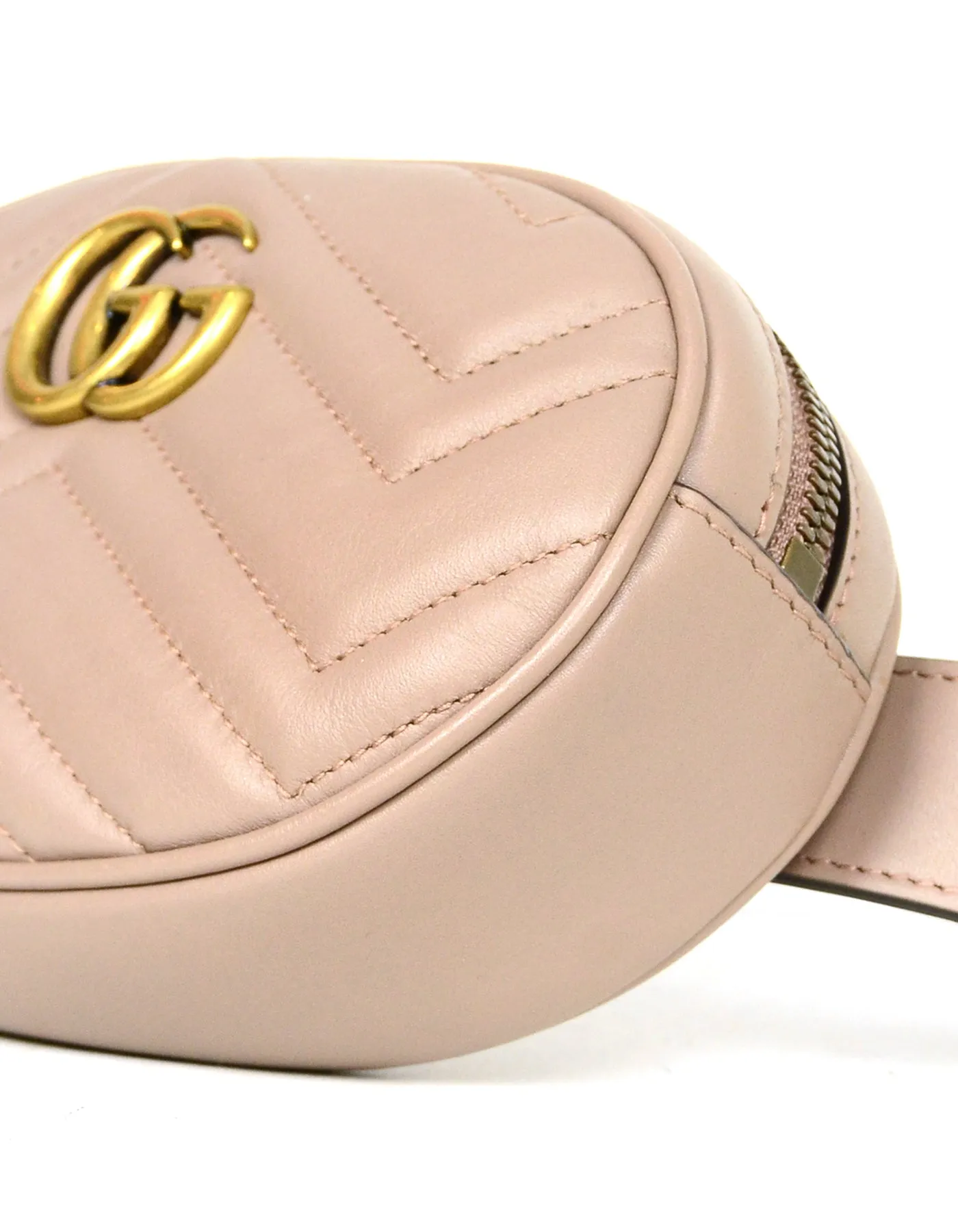 Gucci Porcelain Rose Beige GG Marmont Small Matelasse Belt Bag sz 85/34"