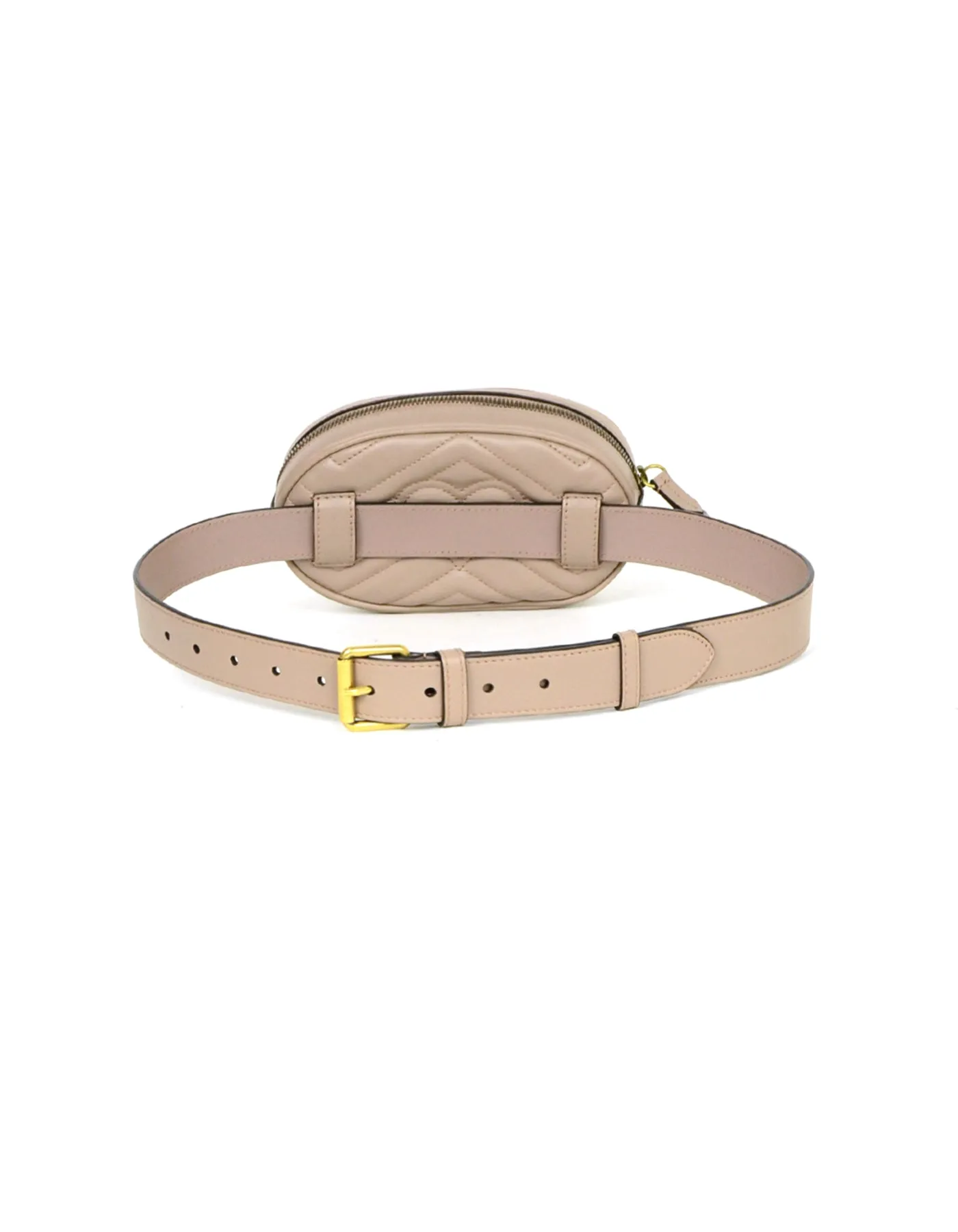 Gucci Porcelain Rose Beige GG Marmont Small Matelasse Belt Bag sz 85/34"