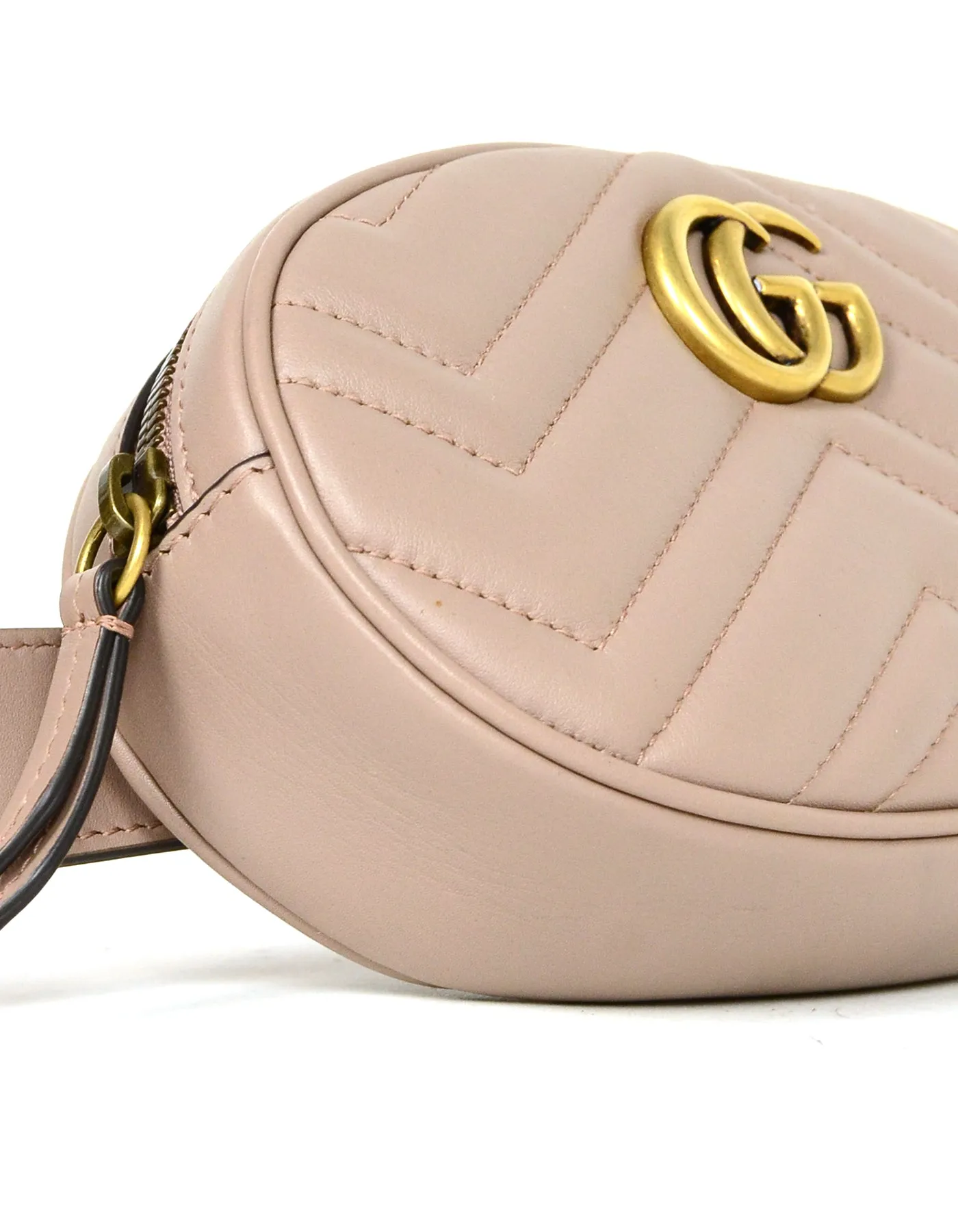 Gucci Porcelain Rose Beige GG Marmont Small Matelasse Belt Bag sz 85/34"