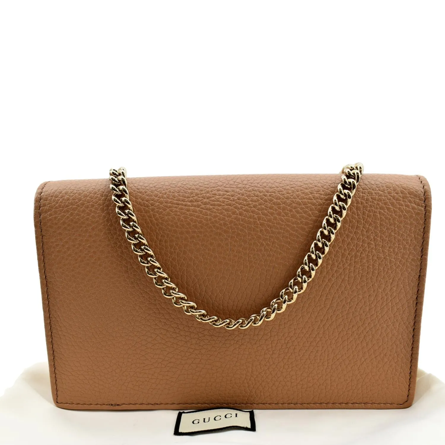 GUCCI Soho Leather Wallet On Chain Crossbody Bag Brown 598211