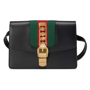 Gucci Sylvie Leather Belt Bag in Black