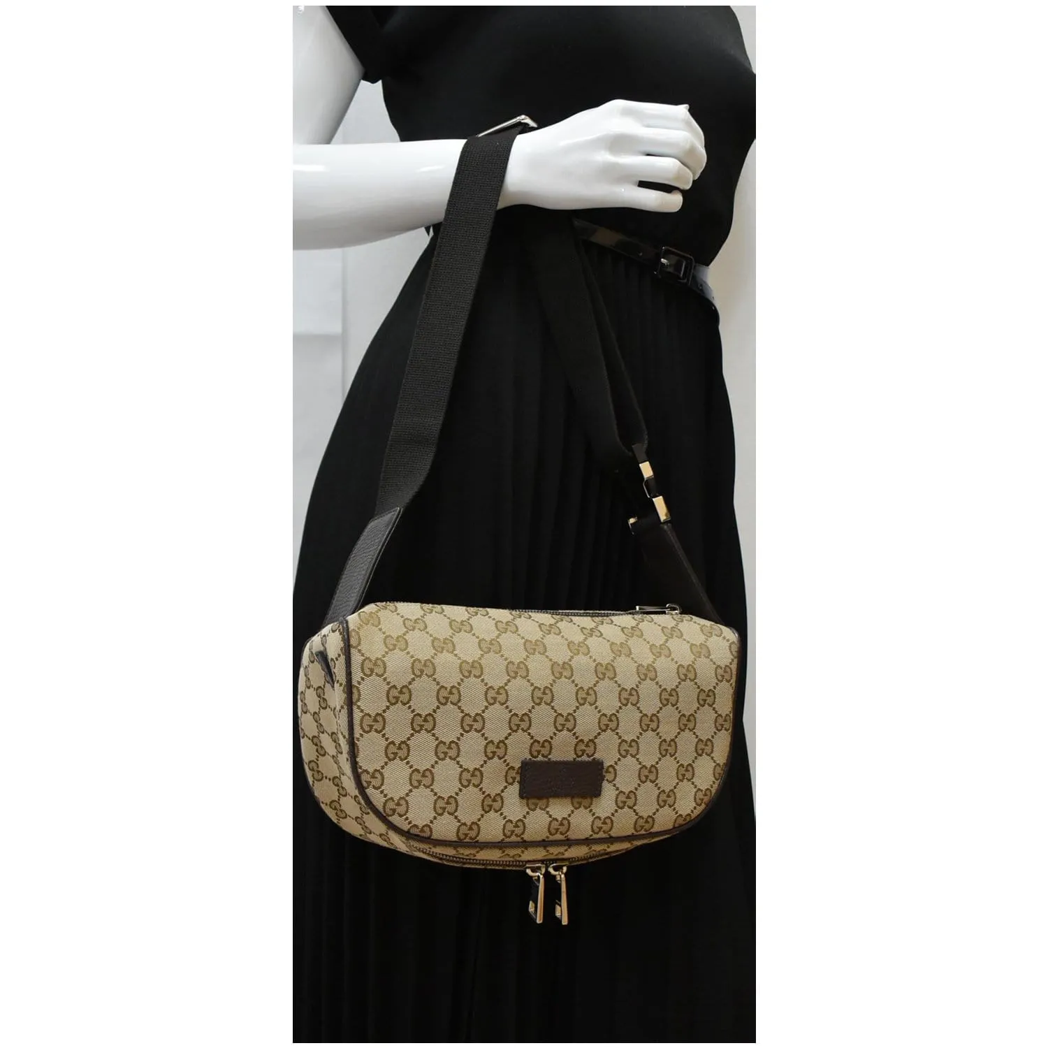 GUCCI Waist Pouch GG Canvas Belt Bag Beige 630915 - 25% OFF