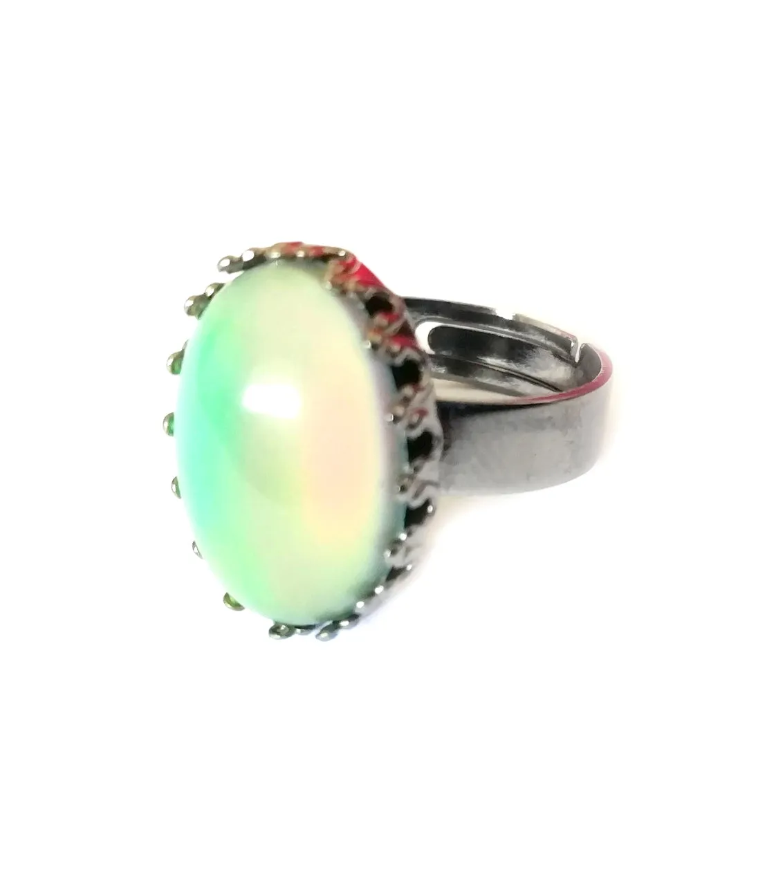 Gunmetal Crown Setting Mood Ring