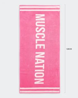 Gym Towel - Hollywood Pink/ White