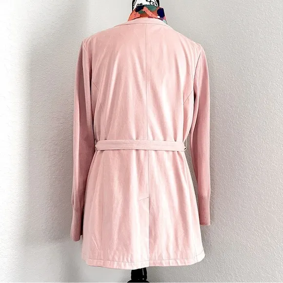 H by Halston Faux Suede Jacket Coat with Sweater Knit Sleeves