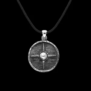Handcrafted Vikings Shield Necklace Unique Sterling Silver Pendant