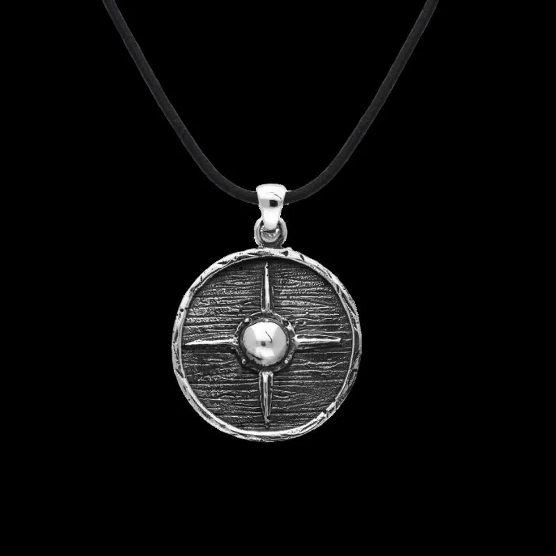 Handcrafted Vikings Shield Necklace Unique Sterling Silver Pendant