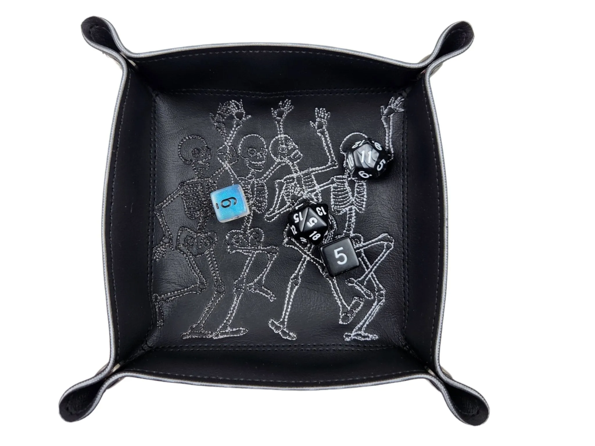 Happy dancing gradient skeletons dice tray