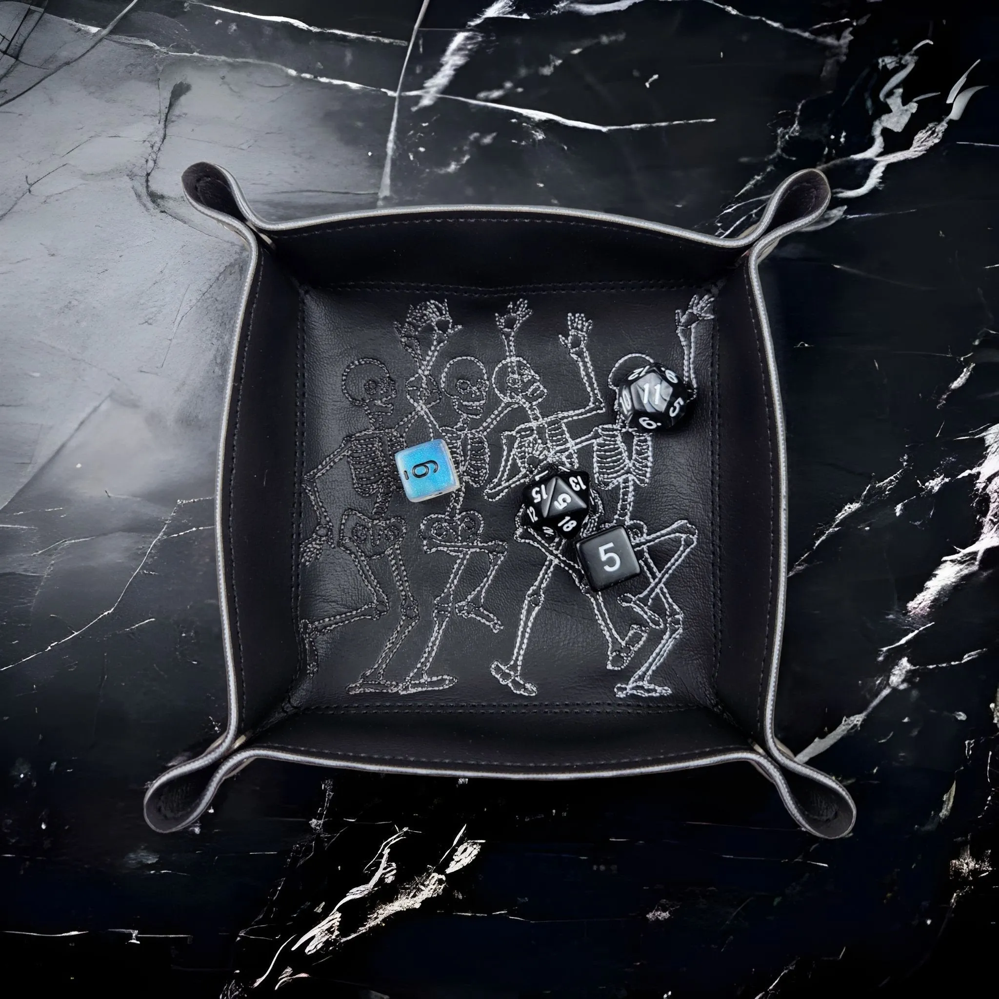 Happy dancing gradient skeletons dice tray