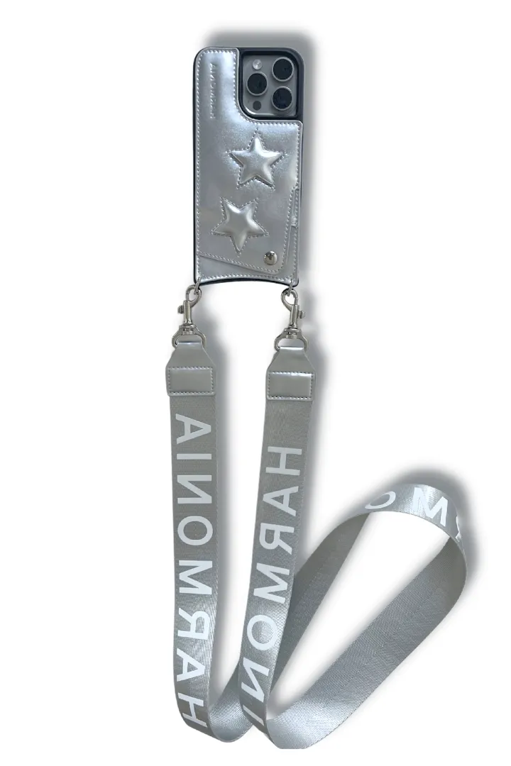 HARMONIA NY Stars Silver Crossbody Phone Case and Wallet - Compatible with iPhone 15 by Dani Watanabe