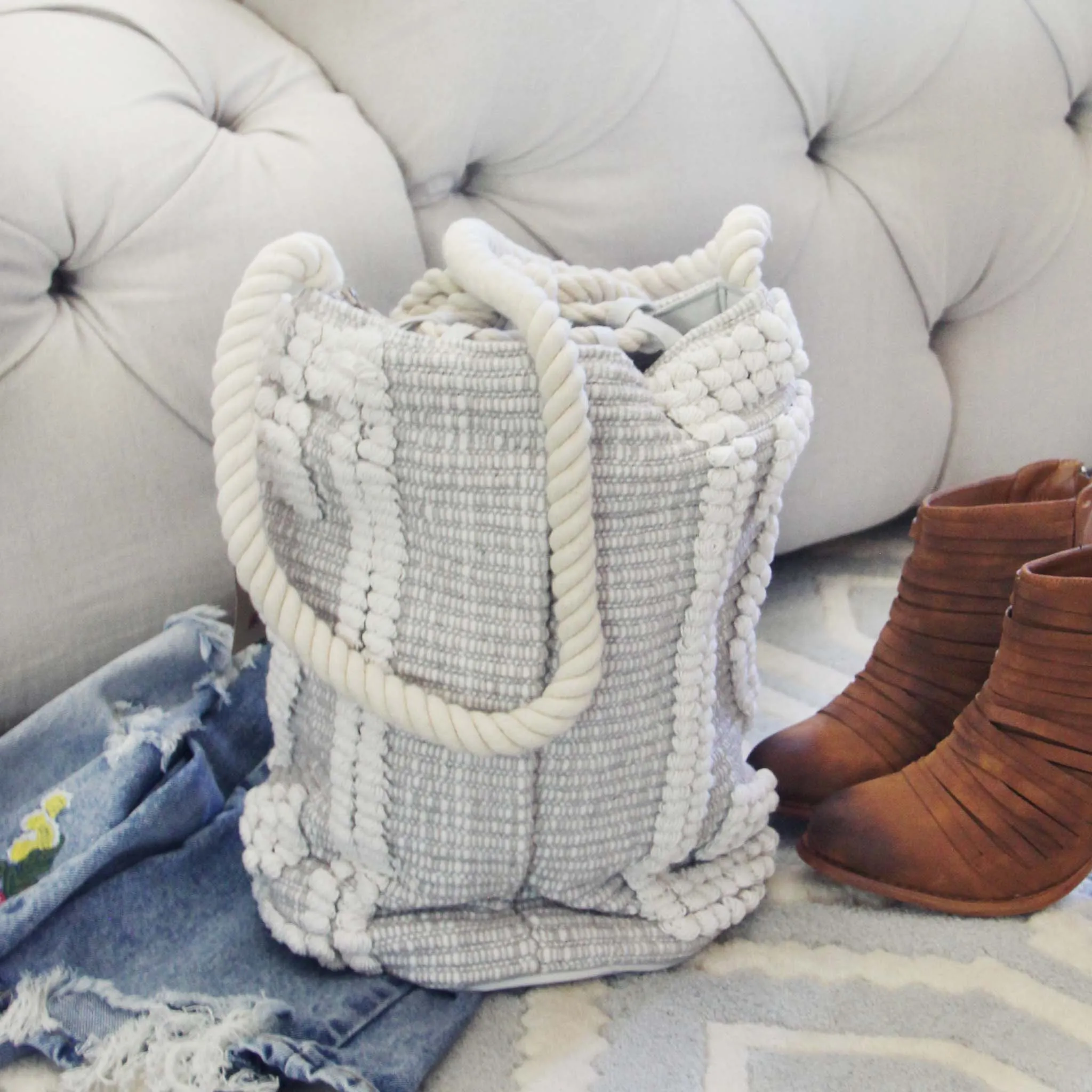 Hayden Woven Tote in Sand