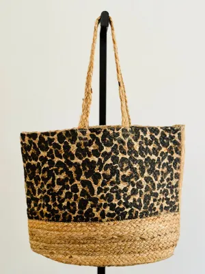 HB24 LEOPARD JUTE BEACH BAG