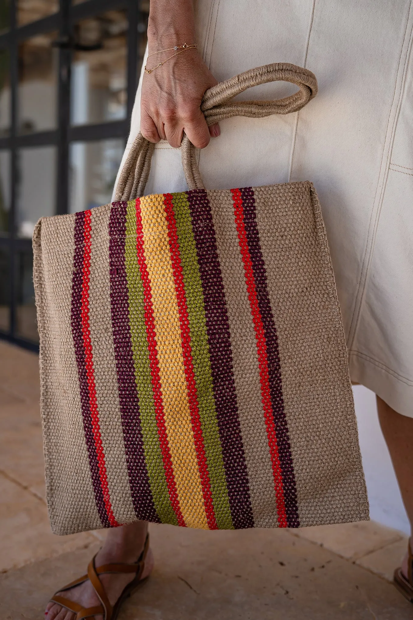 Helena Hessian Shopper - Purple Multi