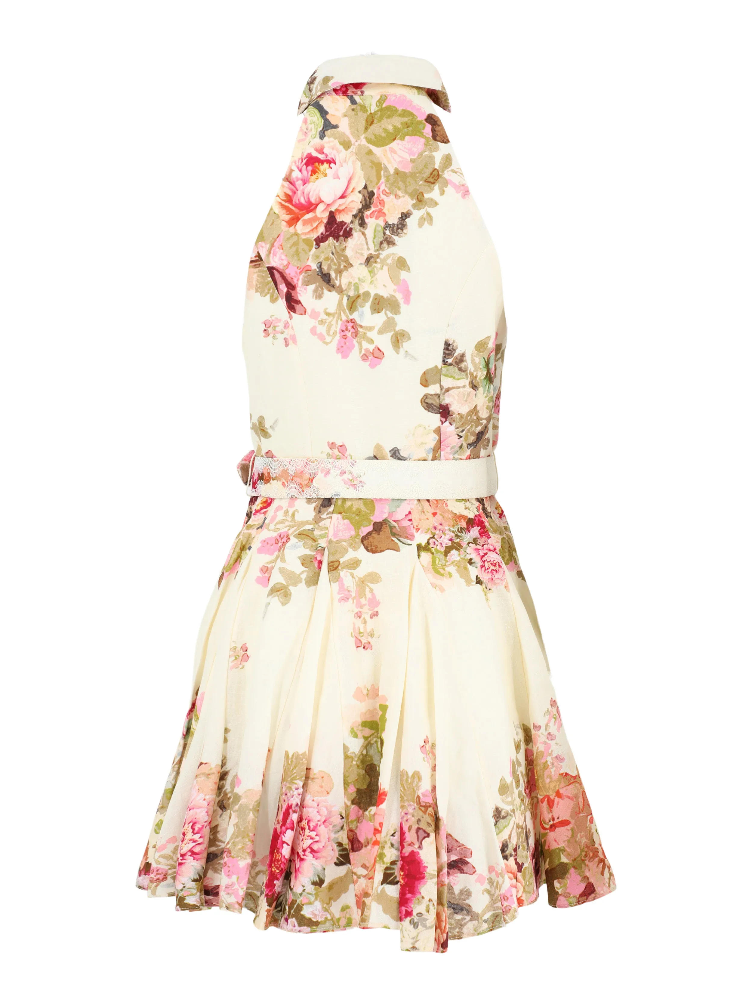 Hemant and Nandita Short Dress With Buckle Belt in Ivory Mix
