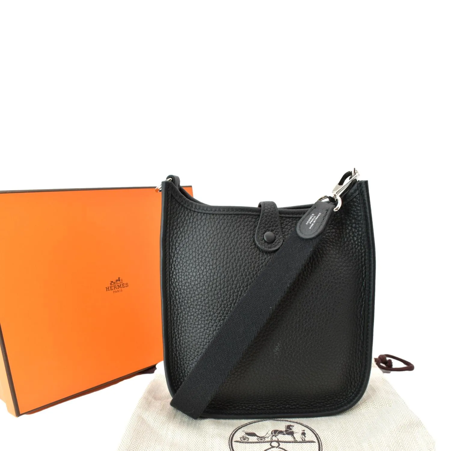 HERMES Evelyne Amazone TPM III Clemence Leather Crossbody Bag Black