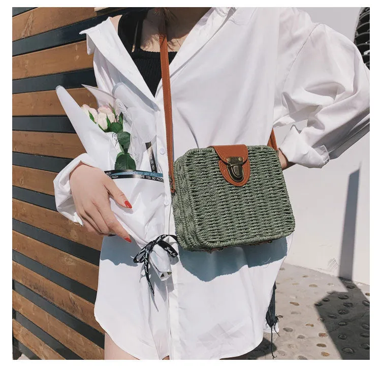 Holiday Beach Bag Fashion Slung Straw Bag Weaving Handbags Shoulder Casual Bag