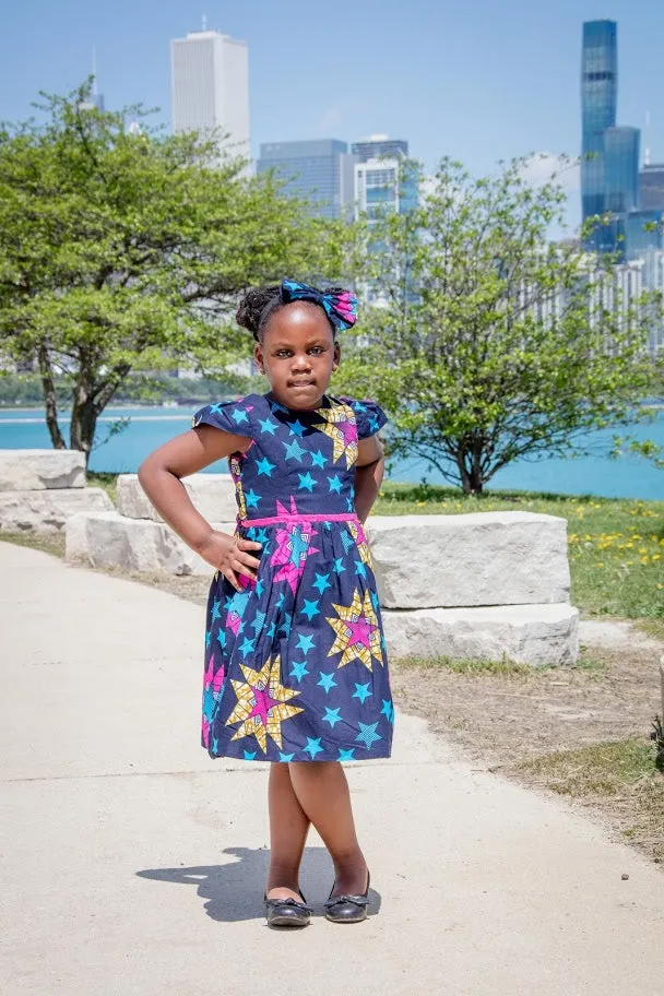 Ijora Girl Dress- Blue star Dress