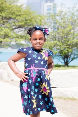Ijora Girl Dress- Blue star Dress