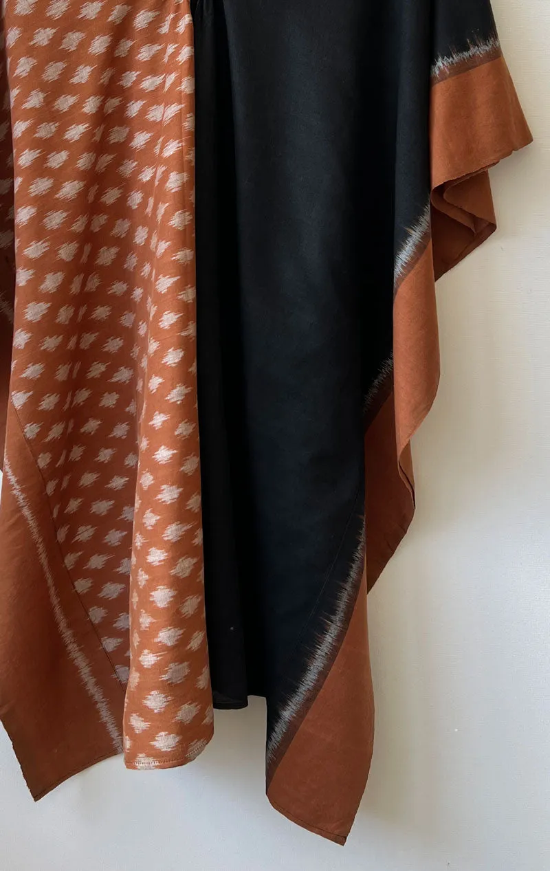 Ikat caftan short in terracotta