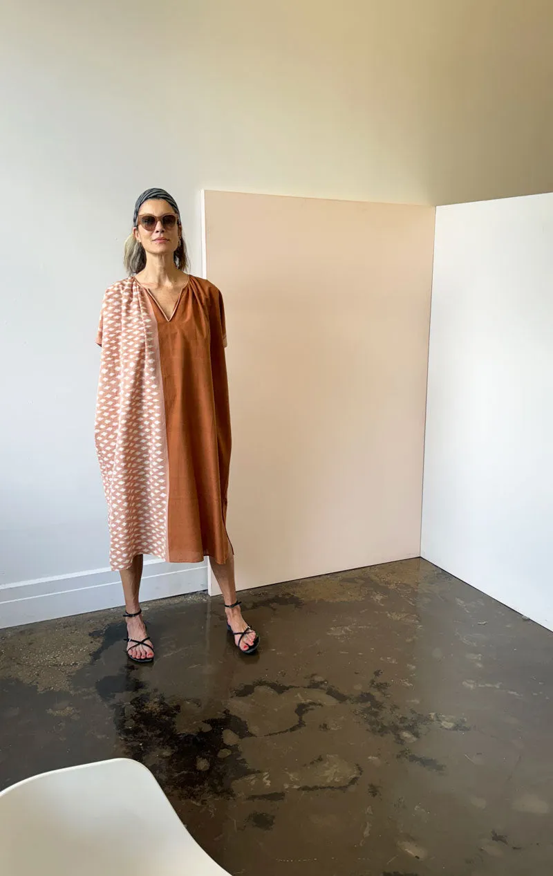 Ikat dress in Terracotta/Peach