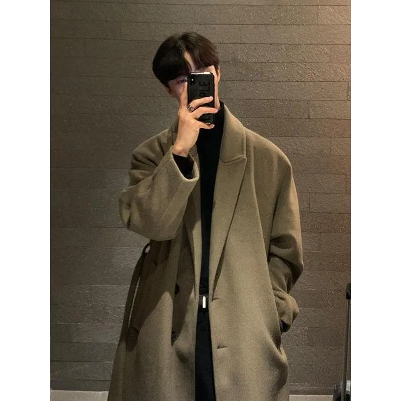 INSTOCK-New trendy winter thickened men's warm tops with belt