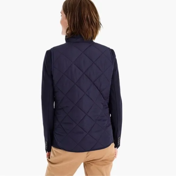 J. Crew Quilted Full Zip Down Vest black sz Small