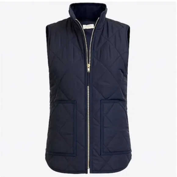 J. Crew Quilted Full Zip Down Vest black sz Small