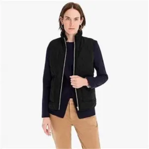 J. Crew Quilted Full Zip Down Vest black sz Small