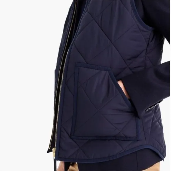 J. Crew Quilted Full Zip Down Vest black sz Small