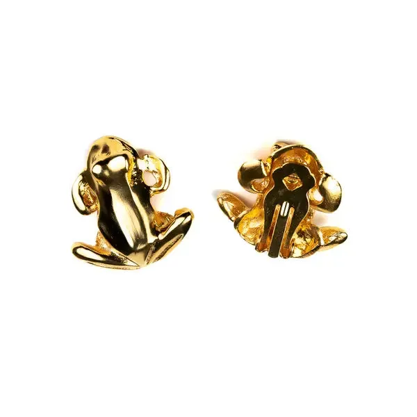 Kenneth Jay Lane Satin Gold Frog Earring