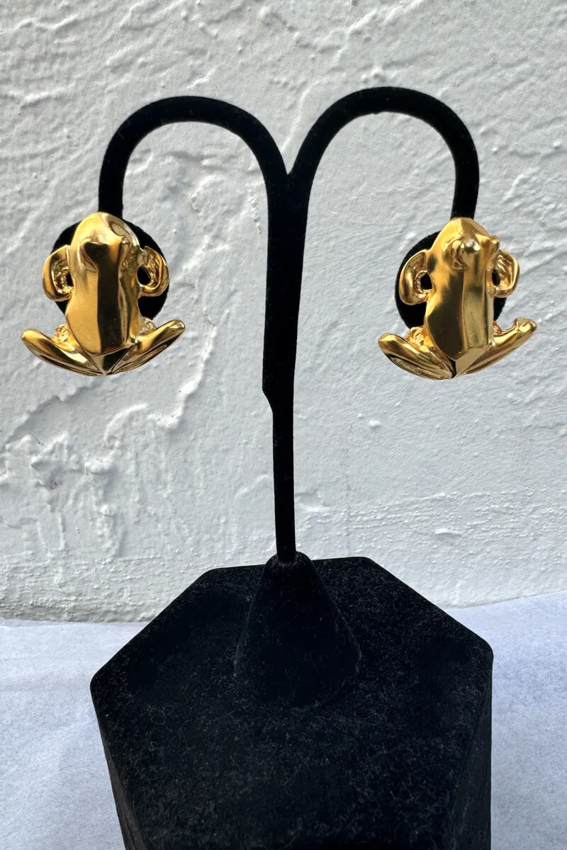 Kenneth Jay Lane Satin Gold Frog Earring