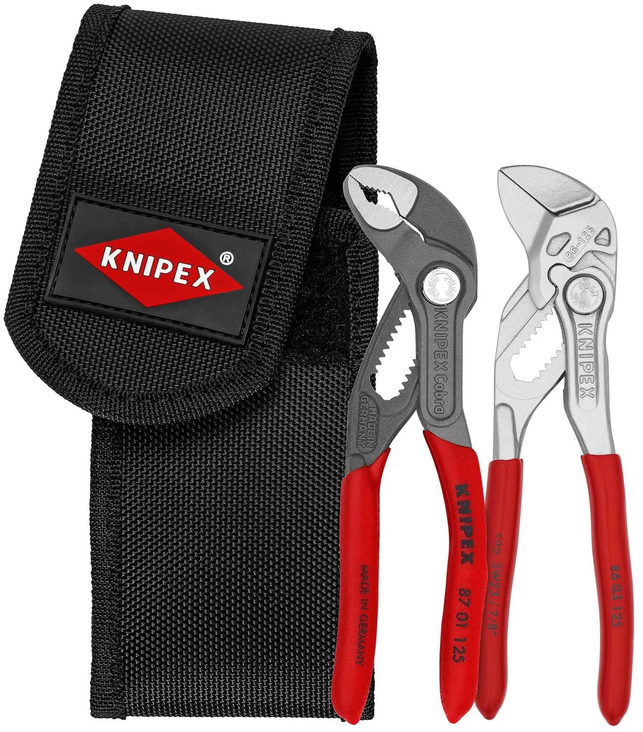 KNIPEX Mini Plier Set in Tool Belt Pouch 2 Pieces Pliers Wrench XS Cobra XS 125mm 00 20 72 V04