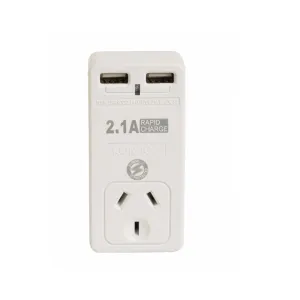 Korjo Travel Adaptor 2 USB Port Australia