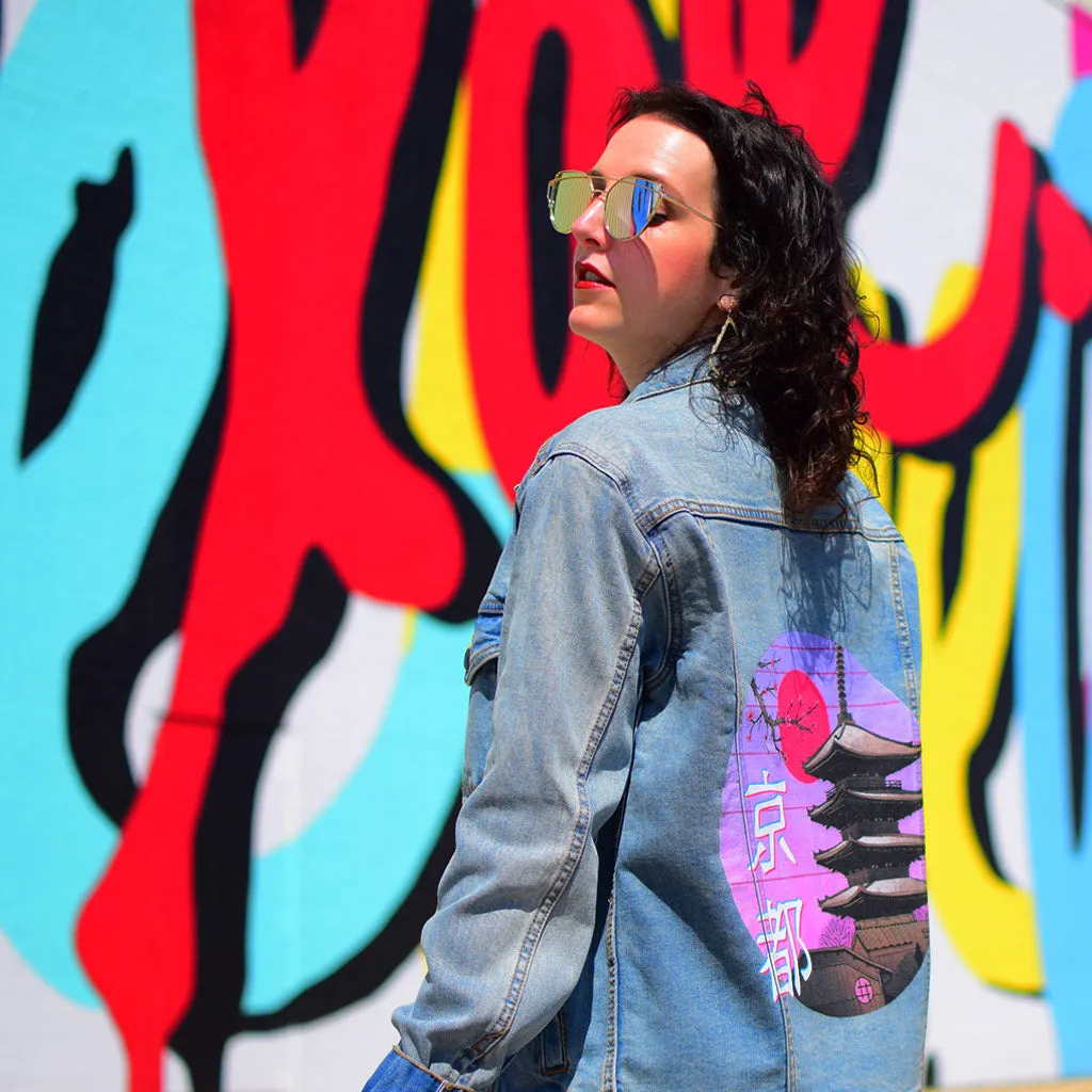 Kyoto Wave by Vincent Trinidad Unisex Denim Jacket
