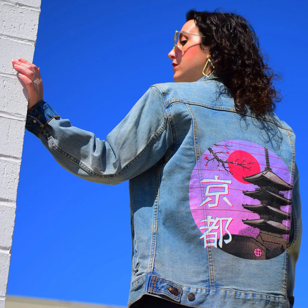 Kyoto Wave by Vincent Trinidad Unisex Denim Jacket