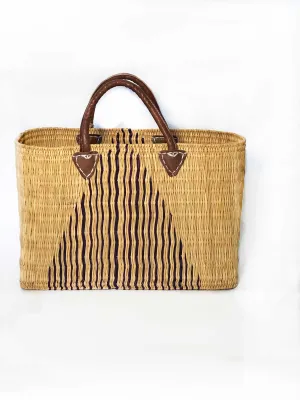 Large Beach Basket Triangular Design Bicolor