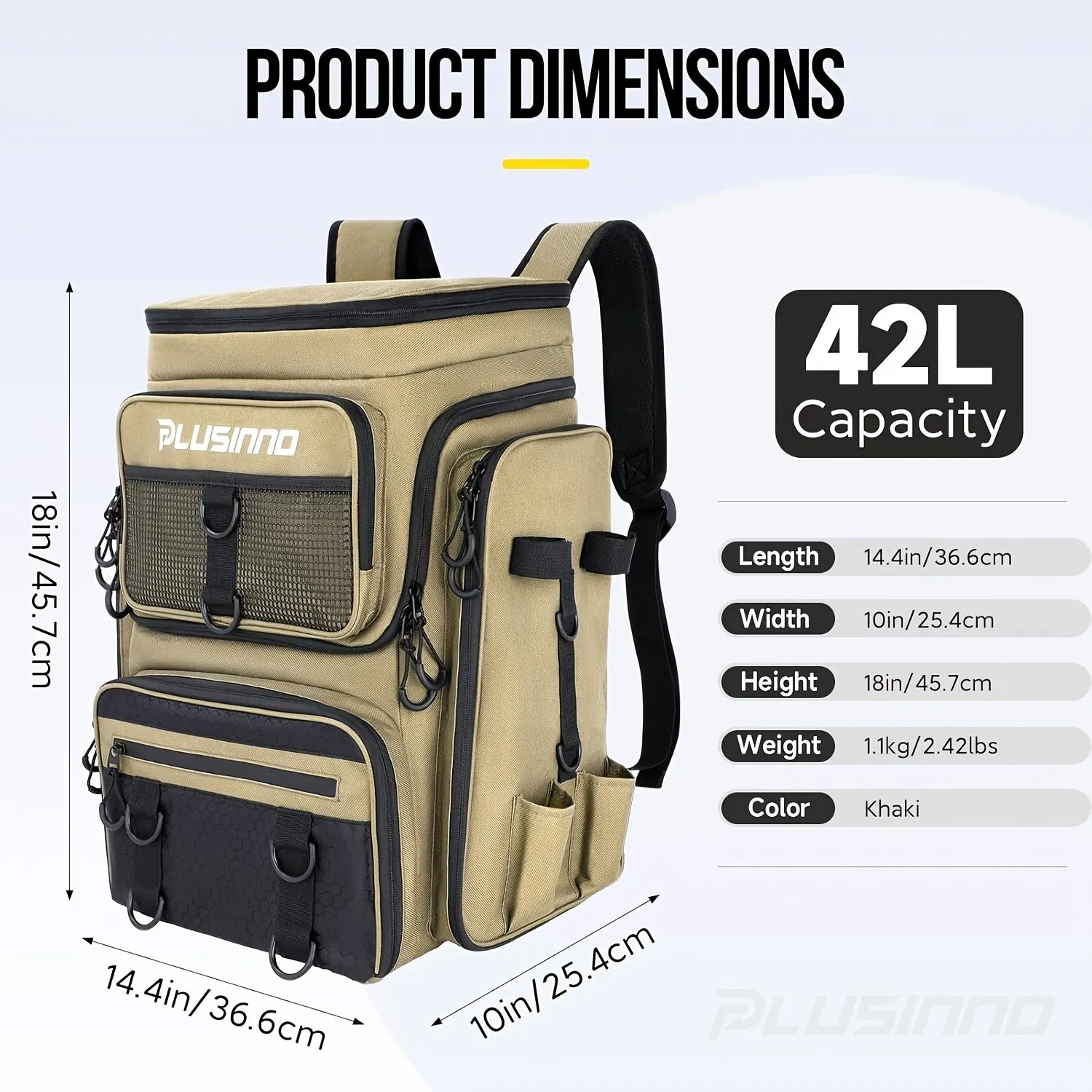 Large Fishing Backpack with Rod Holders