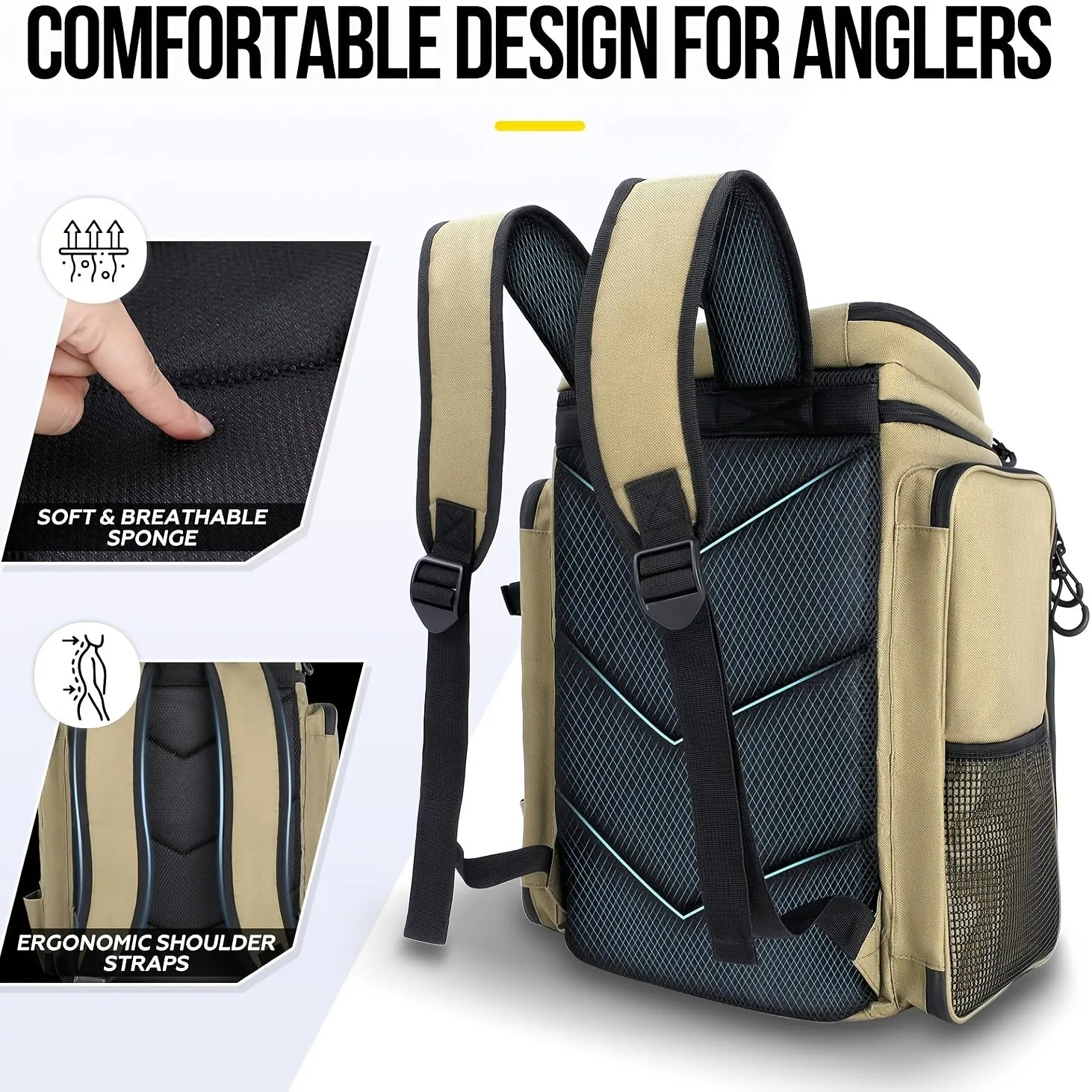Large Fishing Backpack with Rod Holders
