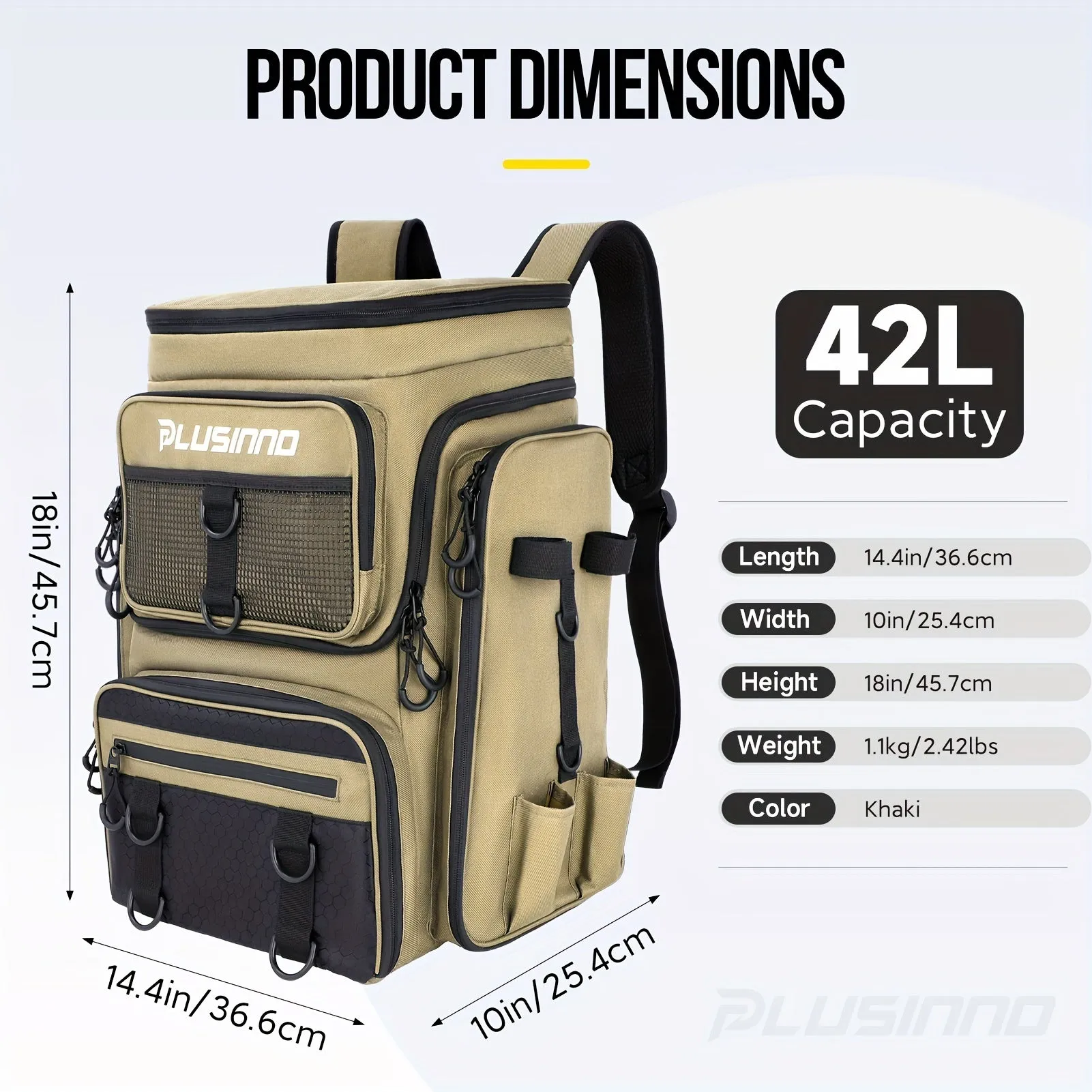 Large Fishing Backpack with Rod Holders
