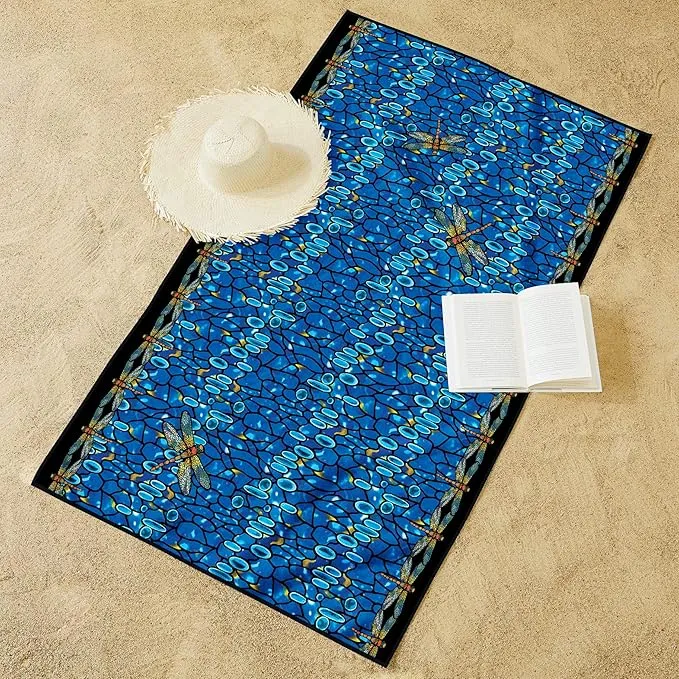 Large Oversized Microfiber Beach Towel - 40x63 Inches, Sand-Free, Quick-Drying, Ultra-Soft, Ideal for Travel, Pool, Yoga, and Camping - Includes Matching Drawstring Travel Pouch, Tiffany Dragonfly